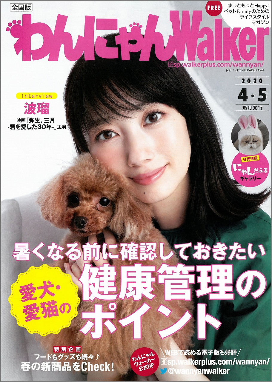 雑誌「わんにゃんウォーカー　2020年4・5月号」に掲載されました